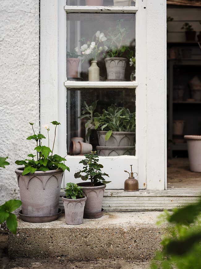Elizabeth Pot de Fleurs avec soucoupe, 21 cm, gris