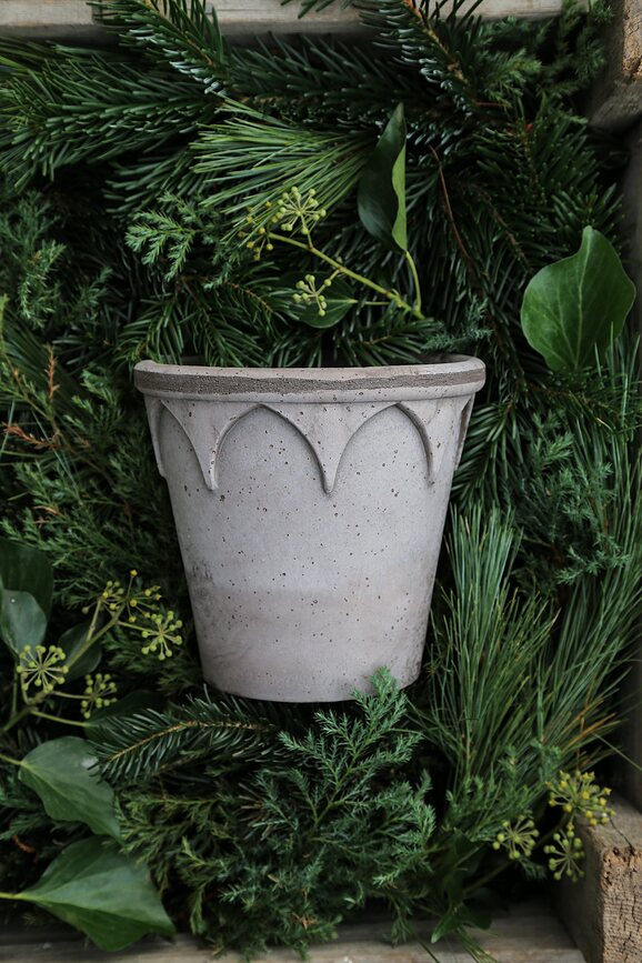 Elizabeth Pot de Fleurs avec soucoupe, 21 cm, gris