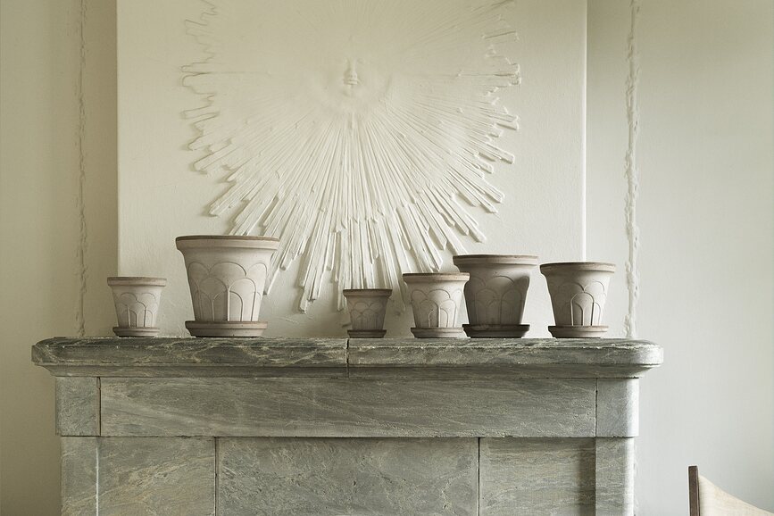 Fleur Pot de fleurs avec soucoupe, 21 cm, gris