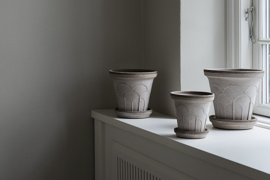 Fleur Pot de fleurs avec soucoupe, 21 cm, gris