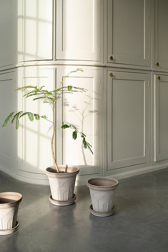 Fleur Pot de fleurs avec soucoupe, 21 cm, gris