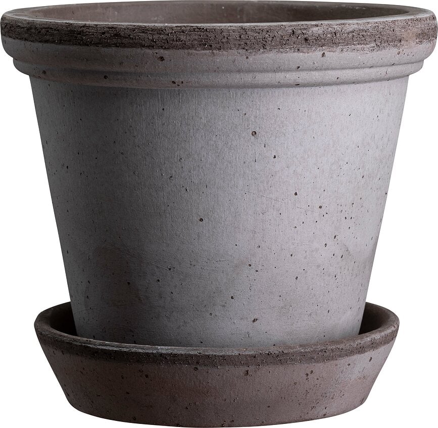 Flora Pot de Fleurs avec soucoupe, 10 cm, gris