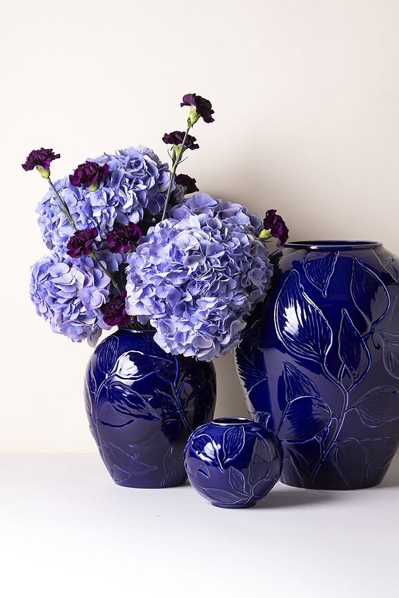 Florita Vase 30 cm, bleu