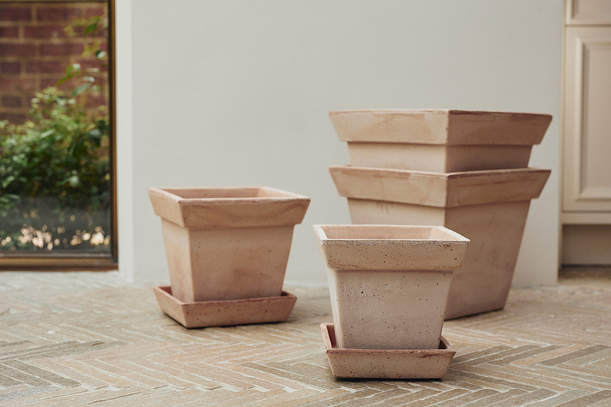 Gaia Γλάστρα με πιατάκι, 21 cm, ροζ