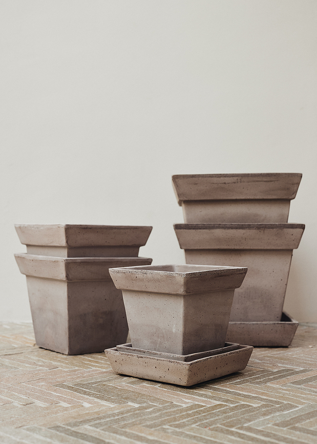 Gaia Pot avec soucoupe, 25 cm, gris