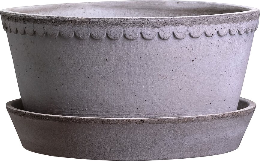 Helena Γλάστρα χαμηλή, με πιατάκι, 11 x 21 εκ., γκρι