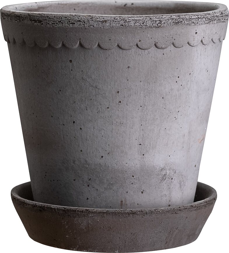 Helena Γλάστρα με πιατάκι, 25 cm, γκρι