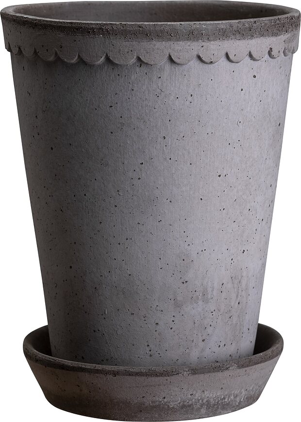 Helena Pot de Fleurs haut, 18 x 14 cm, gris, avec soucoupe