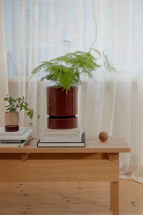 Hoff Cache-Pot émaillé, 14 cm, bordeaux