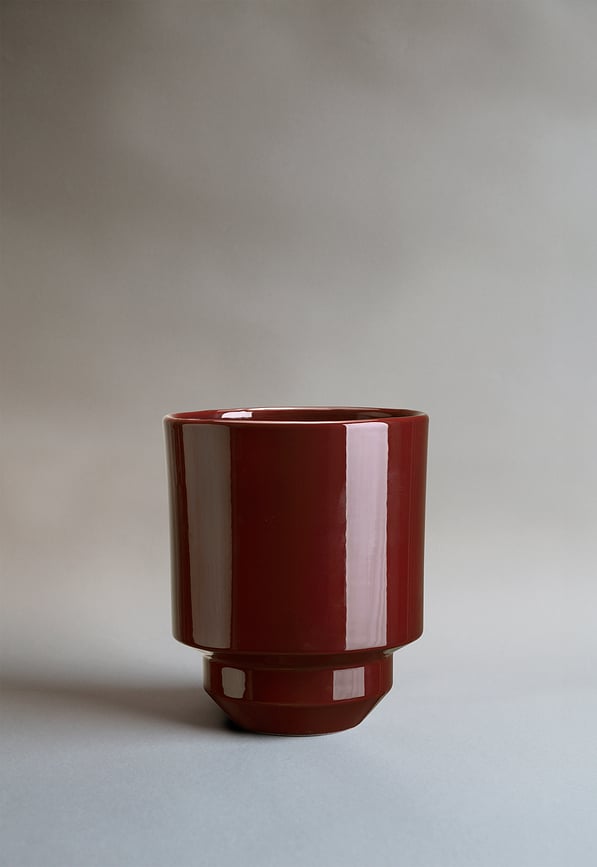 Hoff Cache-Pot émaillé, 14 cm, bordeaux