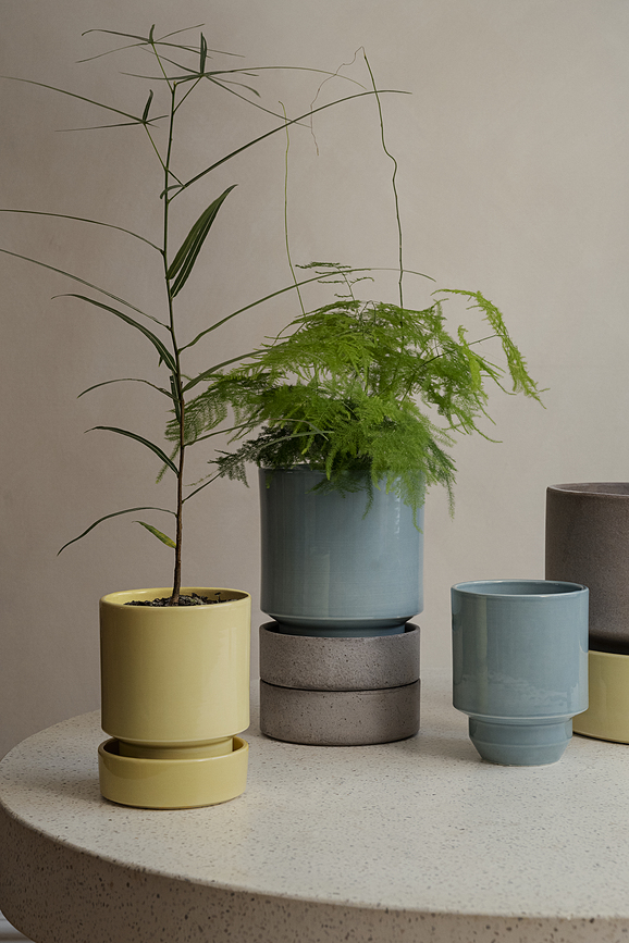 Hoff Cache-pot 18 cm, jaune, émaillé