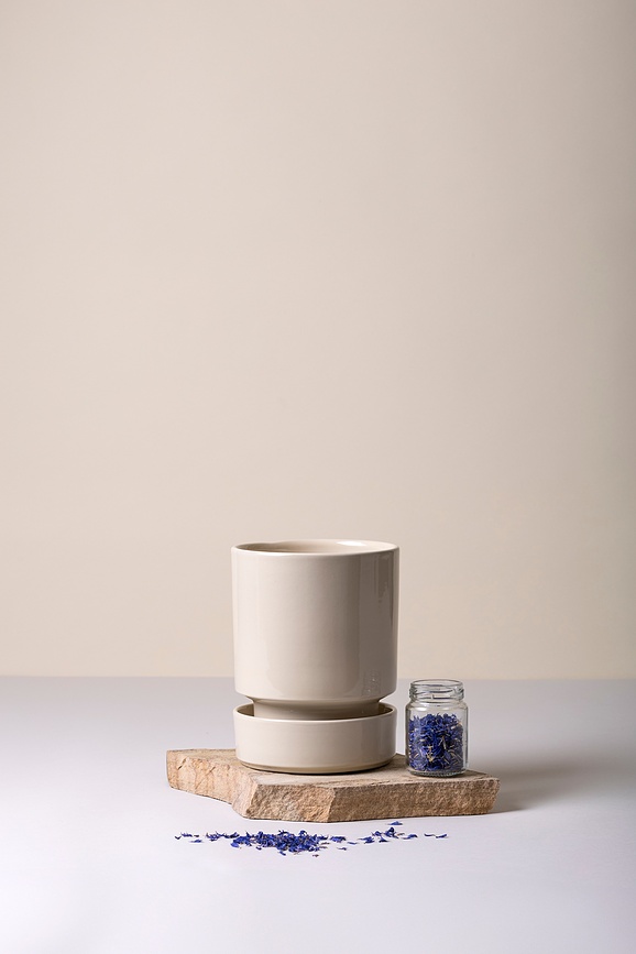Hoff Lonček za rože s podstavkom, 14 cm, peščen, glaziran