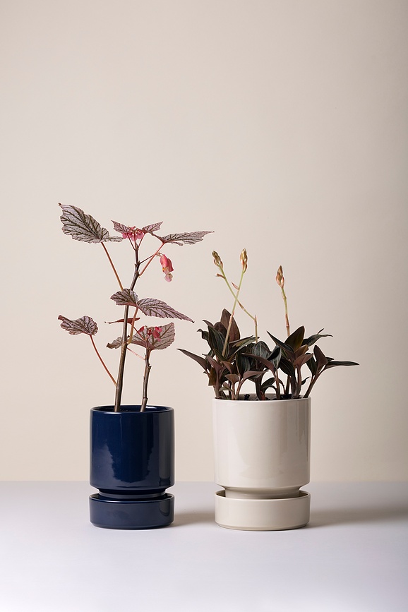 Hoff Pot de Fleurs avec Soucoupe 16 cm, saphir, émaillé