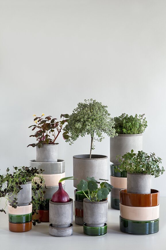 Hoff Soucoupe pour pot de fleurs 8 cm, émaillée, grise