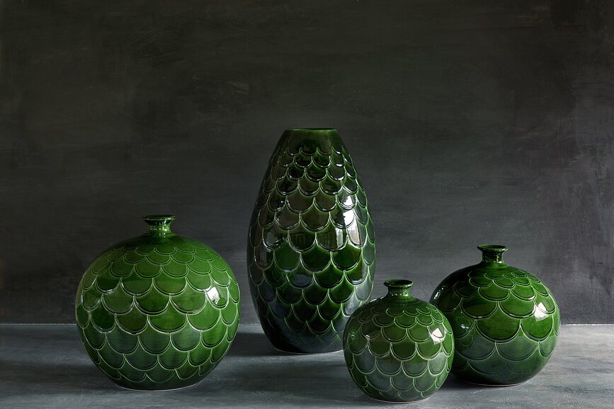 Jarrón alto Misty, 40 cm, verde