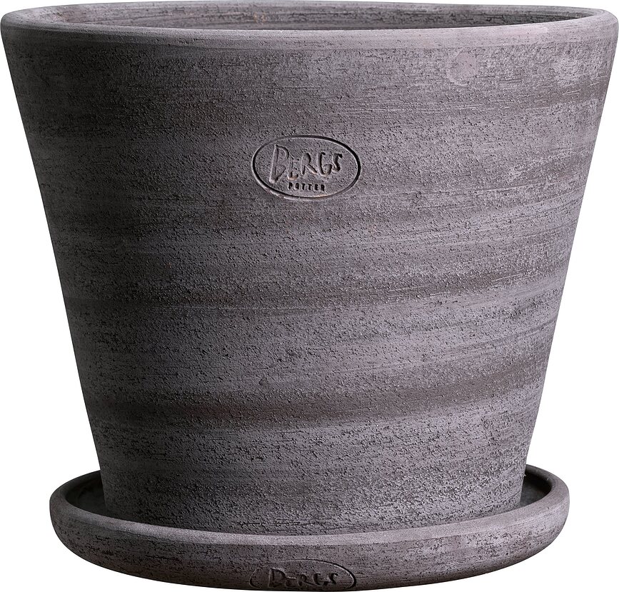 Julie Rustic Γλάστρα με πιατάκι, 40 cm, γκρι