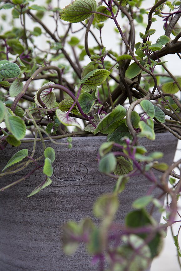 Julie Rustic Γλάστρα με πιατάκι, 40 cm, γκρι