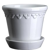Københavner Flowerpot 18 cm white saucer glazed