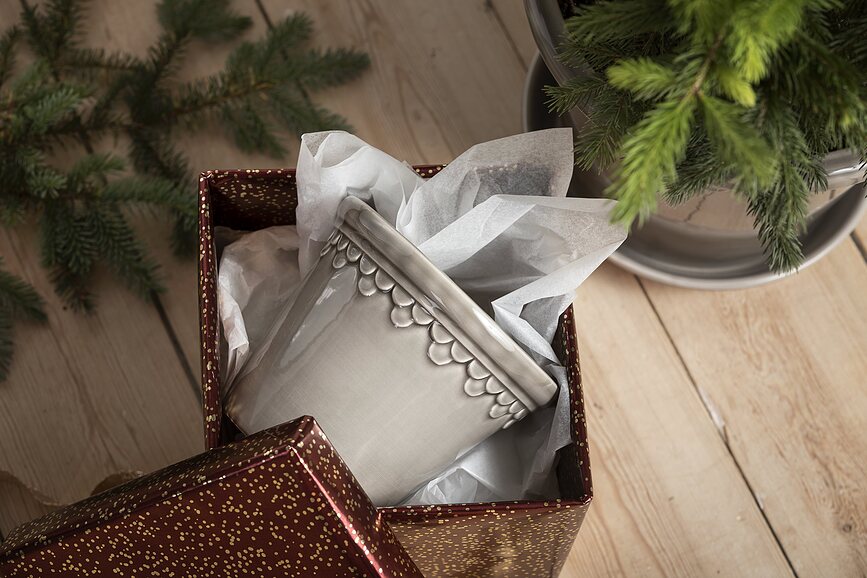 Københavner Γλάστρα εφυαλωμένη, με πιατάκι, 12 cm, γκρι