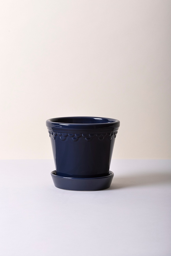 Københavner Lonček za rože s podstavkom, 18 cm, safirno moder, glaziran