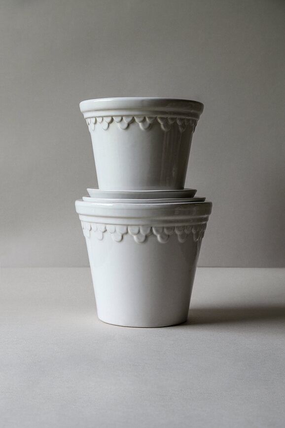 Københavner Pot de Fleurs émaillé avec soucoupe, 12 cm, blanc