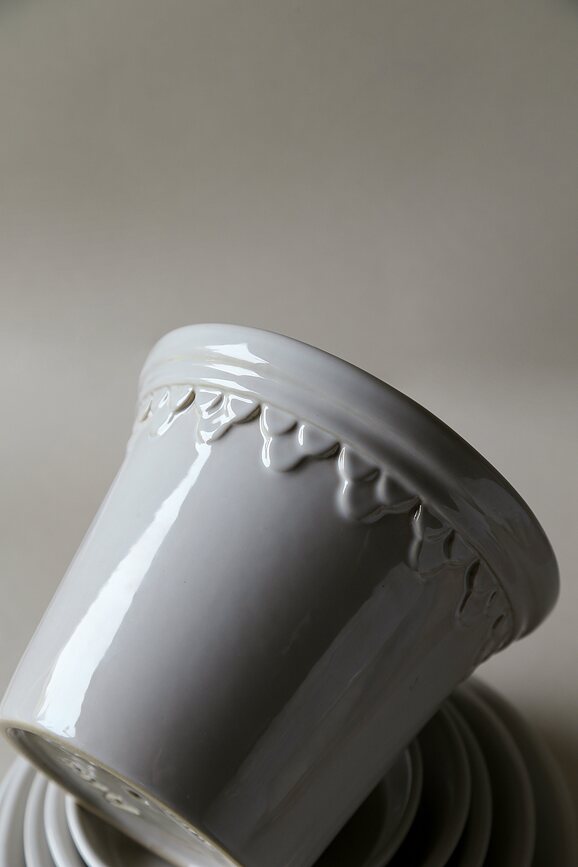 Københavner Pot de Fleurs émaillé avec soucoupe, 12 cm, blanc