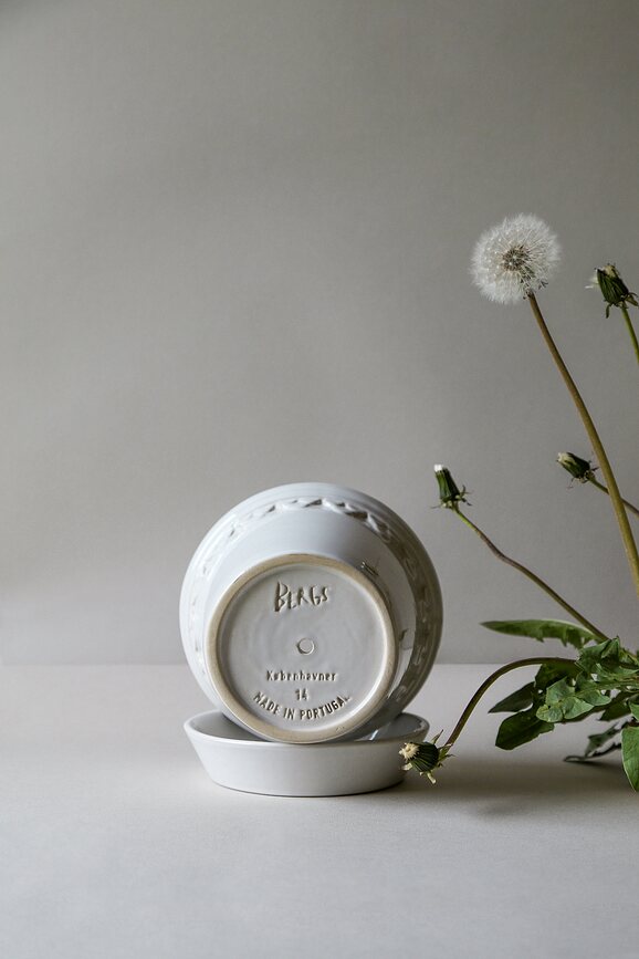Københavner Pot de Fleurs émaillé avec soucoupe, 12 cm, blanc