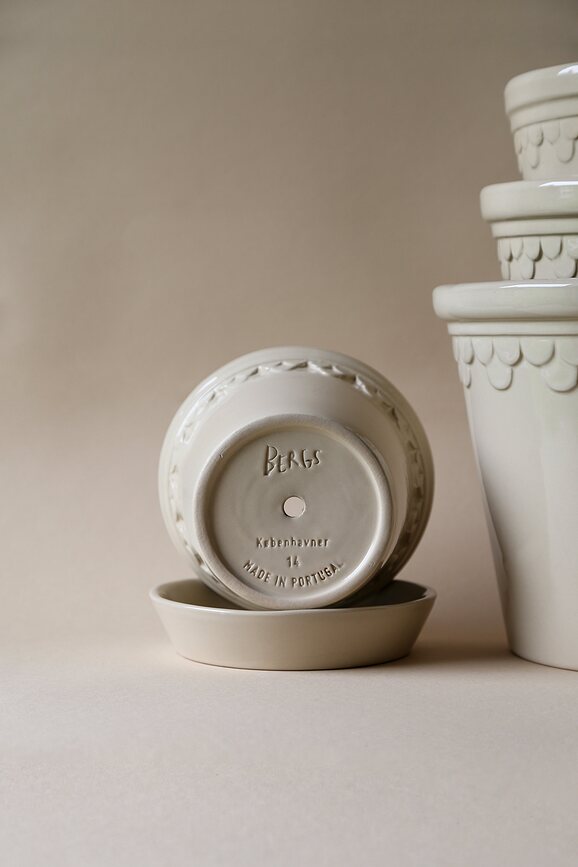 Københavner Pot avec soucoupe, 14 cm, émaillé, sable