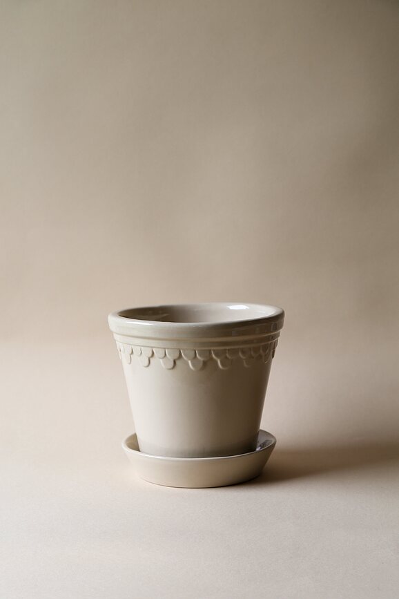 Københavner Pot avec soucoupe, 14 cm, émaillé, sable