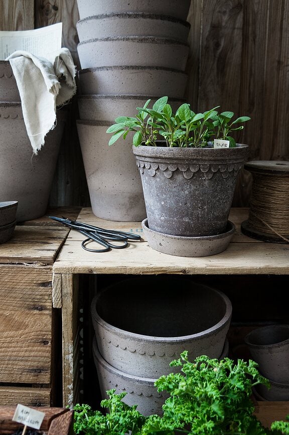 Københavner Cache-pot avec soucoupe, 14 cm, gris