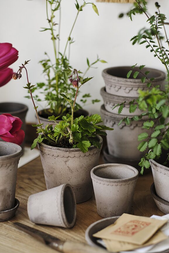 Københavner Cache-pot avec soucoupe, 14 cm, gris