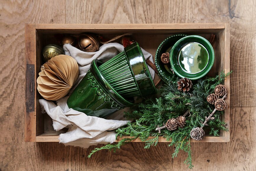 Københavner Pot de Fleurs émaillé avec soucoupe, 16 cm, vert