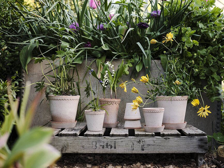 Københavner Pot de Fleurs haut avec soucoupe, 18 cm, rose