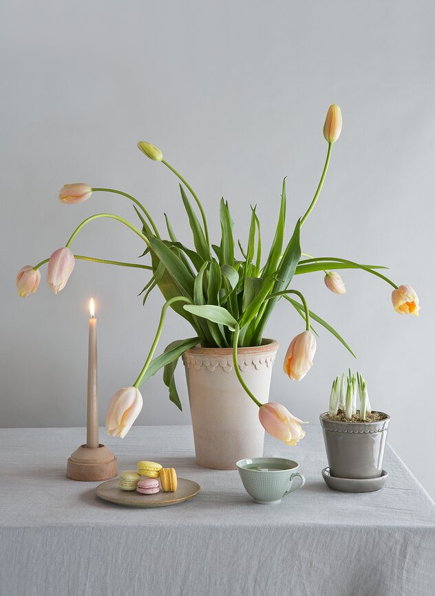 Københavner Pot de Fleurs haut avec soucoupe, 18 cm, rose