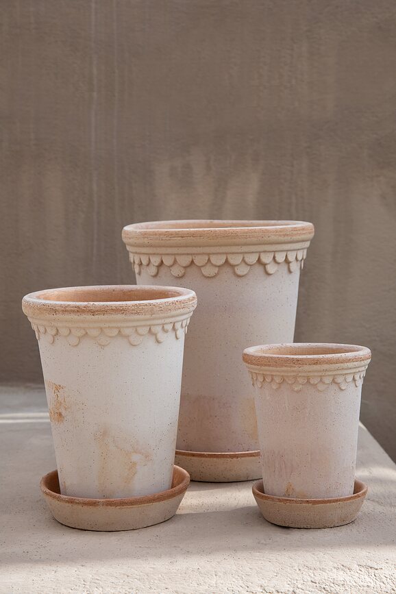 Maceta alta Københavner, 18 cm, rosa, con plato