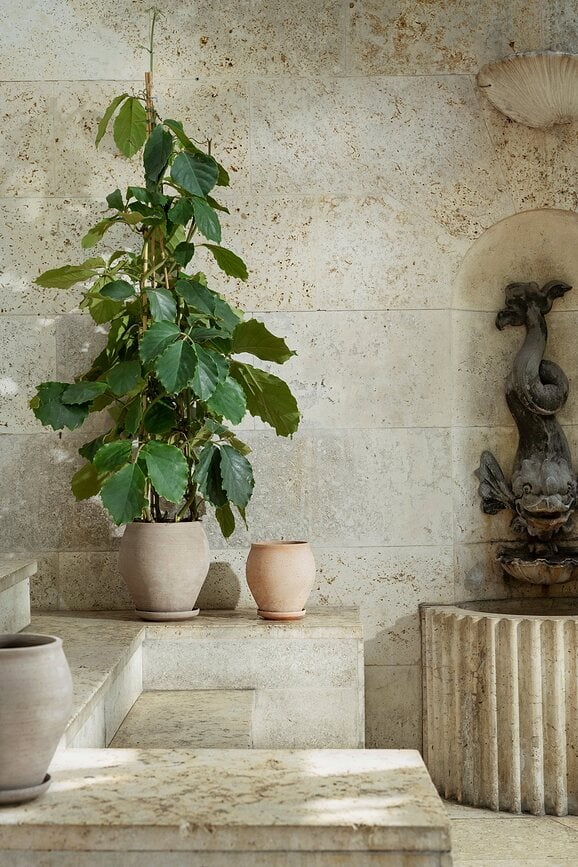 Maceta con Plato Delphi, 24 cm, rosa