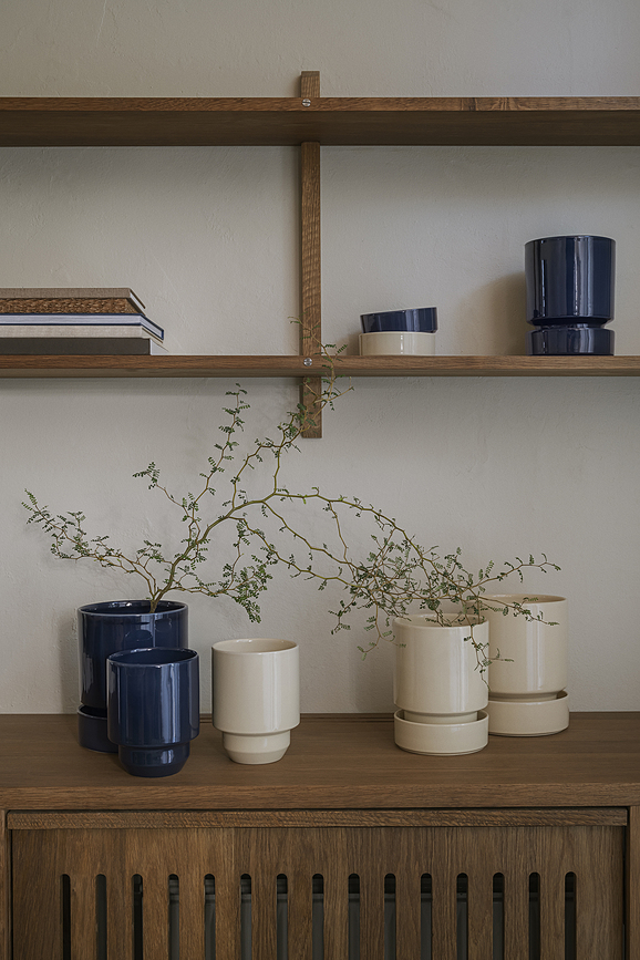 Maceta con plato esmaltada Hoff, 16 cm, azul zafiro