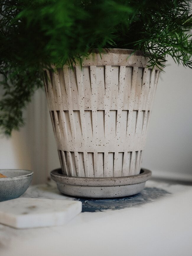 Maceta con plato Pantheon, 12 cm, gris