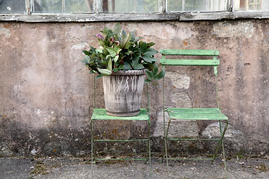 Maceta con plato Emilia, 16 cm, gris