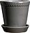 Maceta esmaltada Helena, 18 cm, gris, con plato