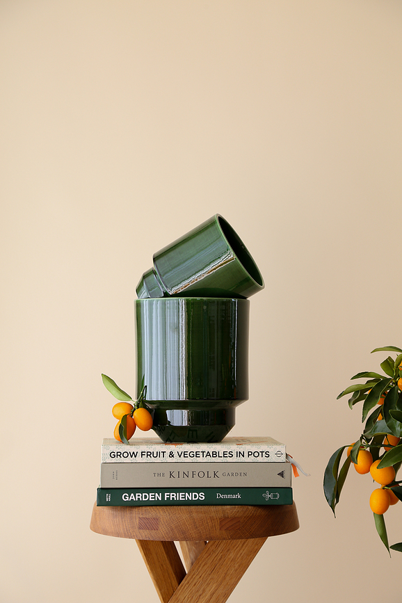 Maceta esmaltada Hoff, 21 cm, verde