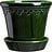 Maceta esmaltada Københavner, 12 cm, verde, con plato