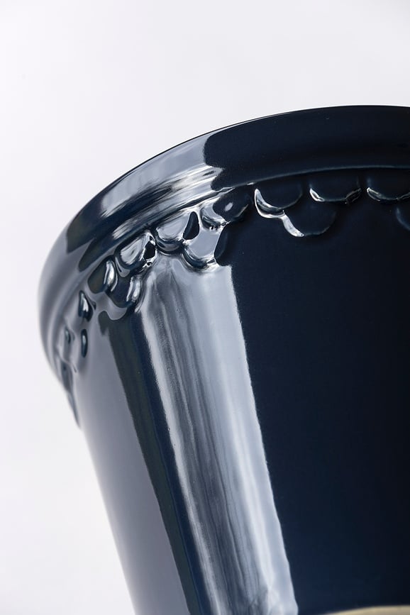 Maceta con Plato esmaltada Københavner, 18 cm, zafiro