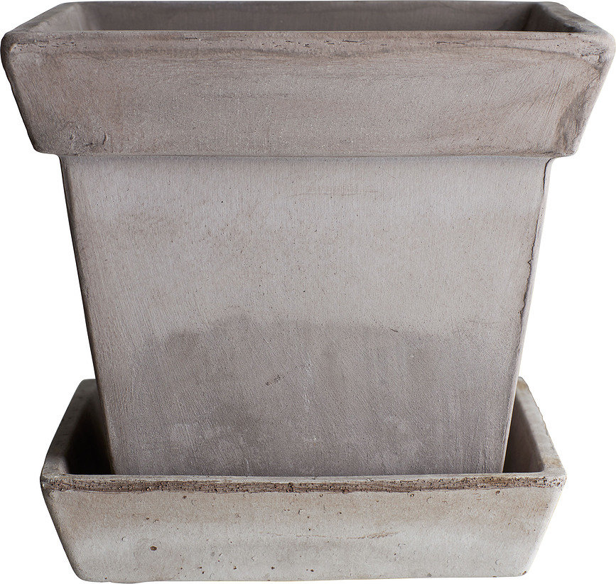 Maceta Gaia con plato, gris