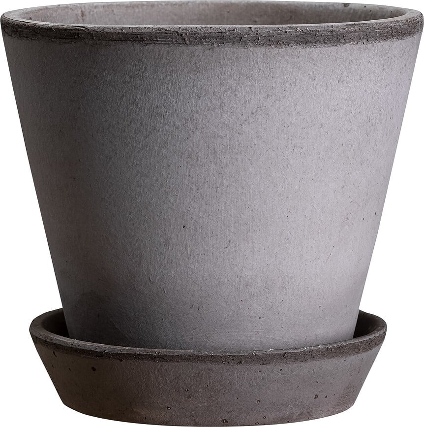 Maceta Julie, 17 cm, gris, con plato