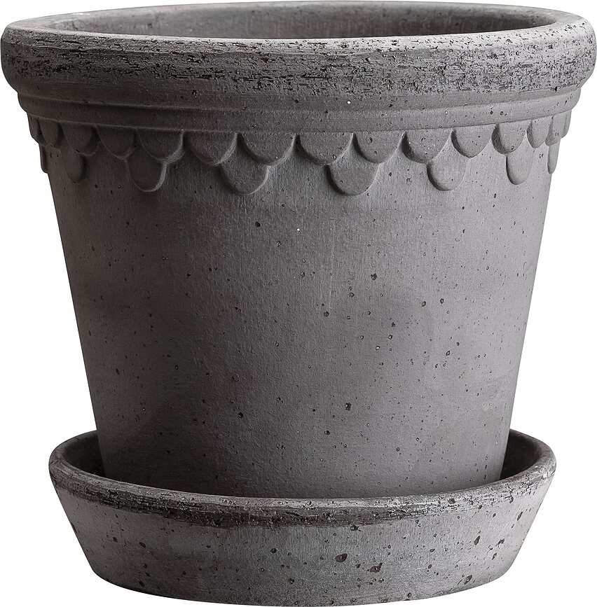 Maceta Københavner, 30 cm, gris, con plato
