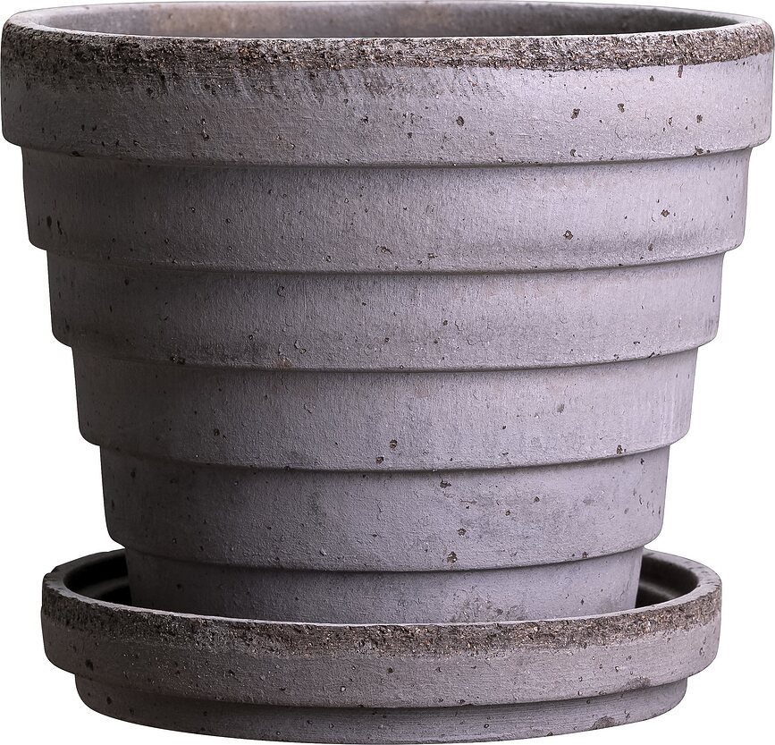 Maceta Planet Venus, 14 cm, gris, con plato