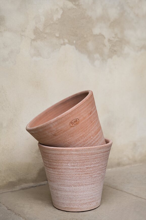 Maceta rústica Julie, 45 cm, rosa, con plato