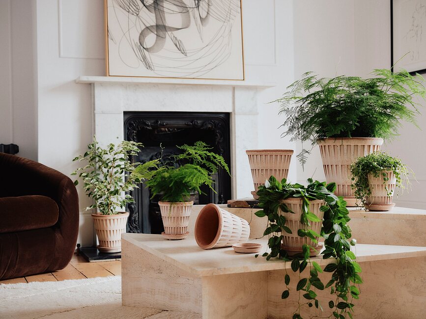 Pantheon Γλάστρα με πιατάκι, 12 εκ., ροζ