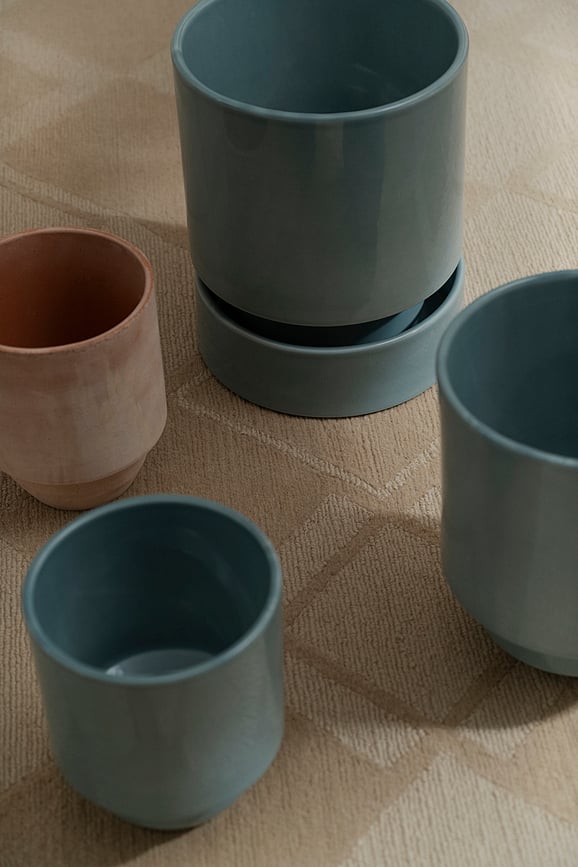 Plato para maceta esmaltado Hoff, 21 cm, azul grisáceo